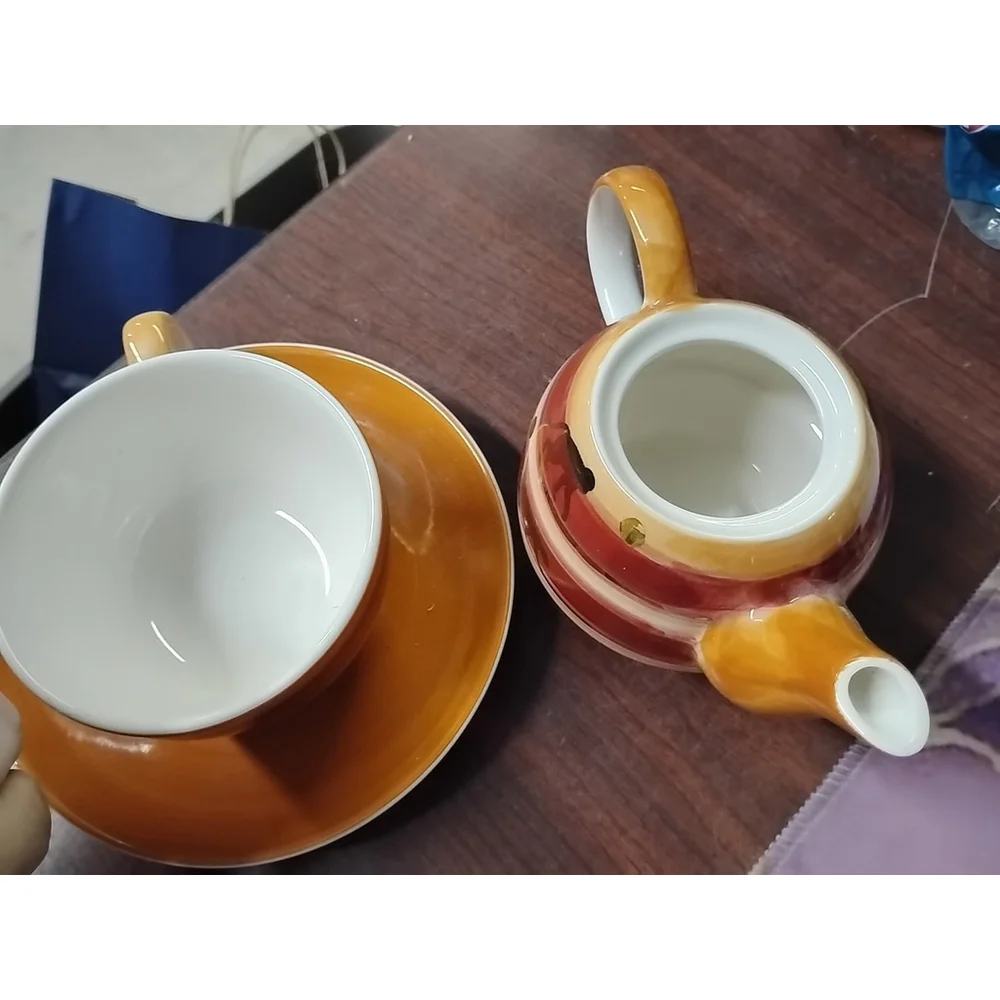 Rare Theodor Maass Safari Teapot Tea Cup Saucer Set Ceramic Germany